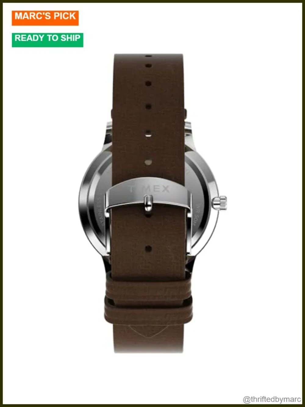 40mm Stainless Steel Quartz Wrist Watch - Leather Strap